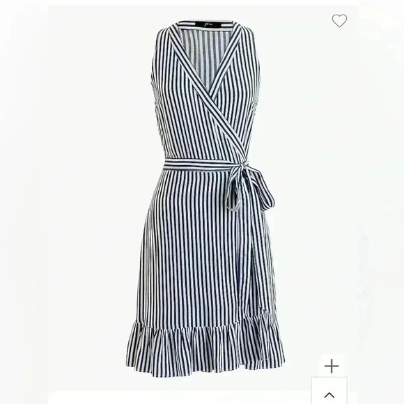 J. Crew white/blue Striped beach wrap dress silky-soft fabric ruffled hem XXS - Picture 1 of 9